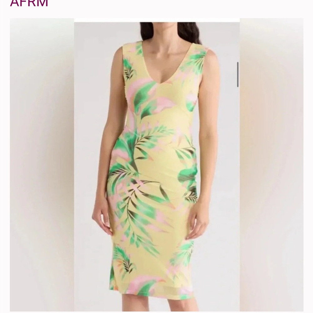 AFRM Women's Vibrant Leaf Print Midi Dress - Yellow and Green